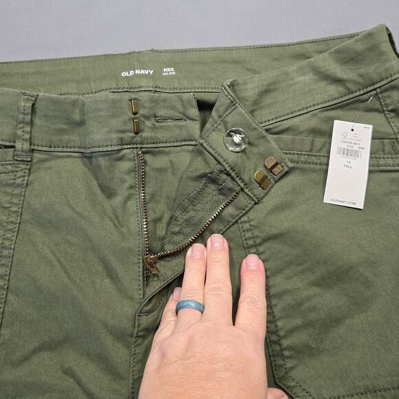 Old Navy Green Moss Pants NEW Pixie Chino Stretch Skinny Womens Size 12 Tall Zip - Picture 3 of 9
